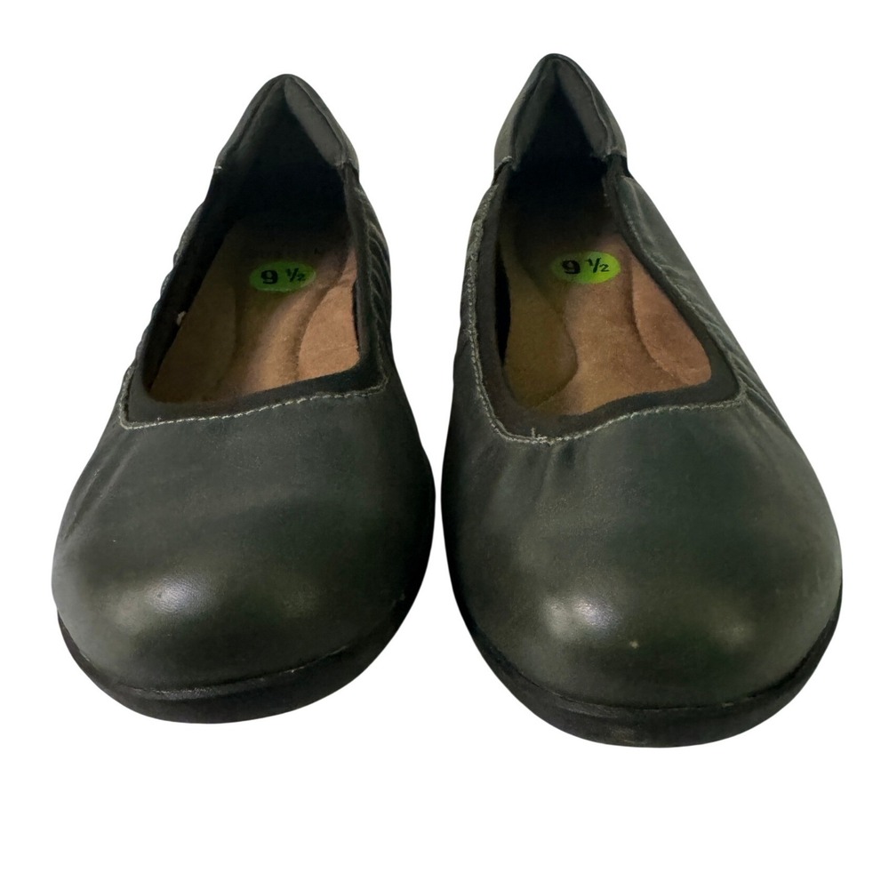 Earth Origins Womens Olive Green Leather Ballet Flats Comfort Slip On Shoes 9.5 - Picture 3 of 7